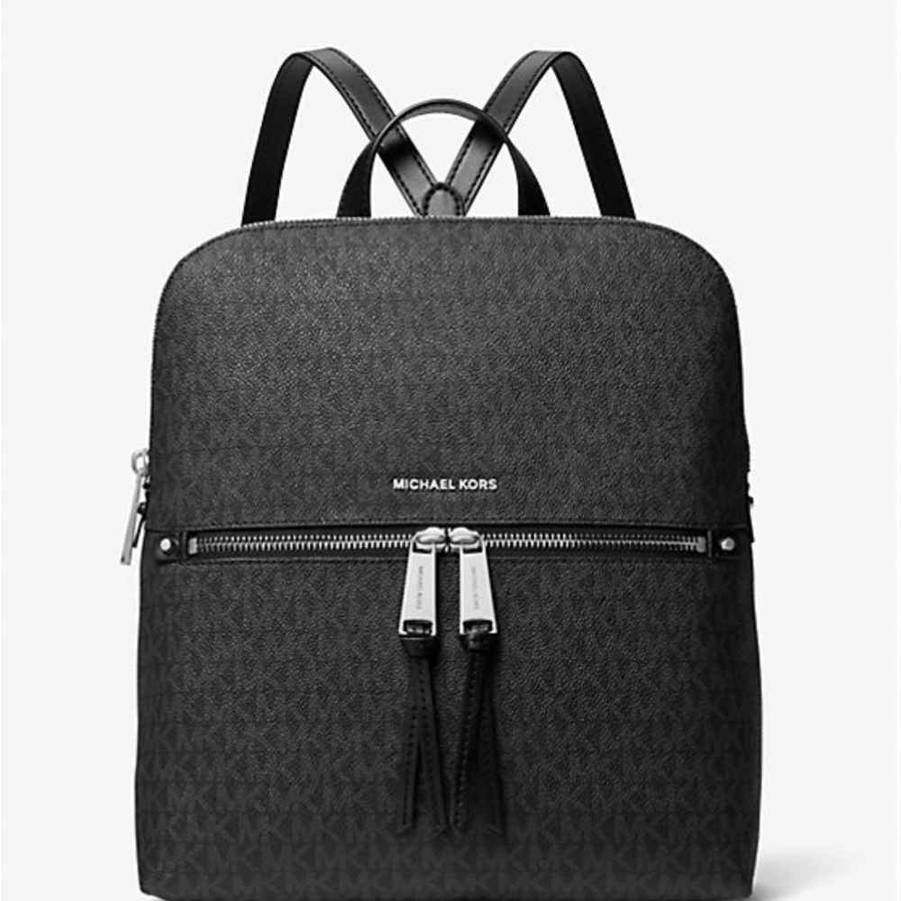 Michael Kors Navy and Gold Backpack